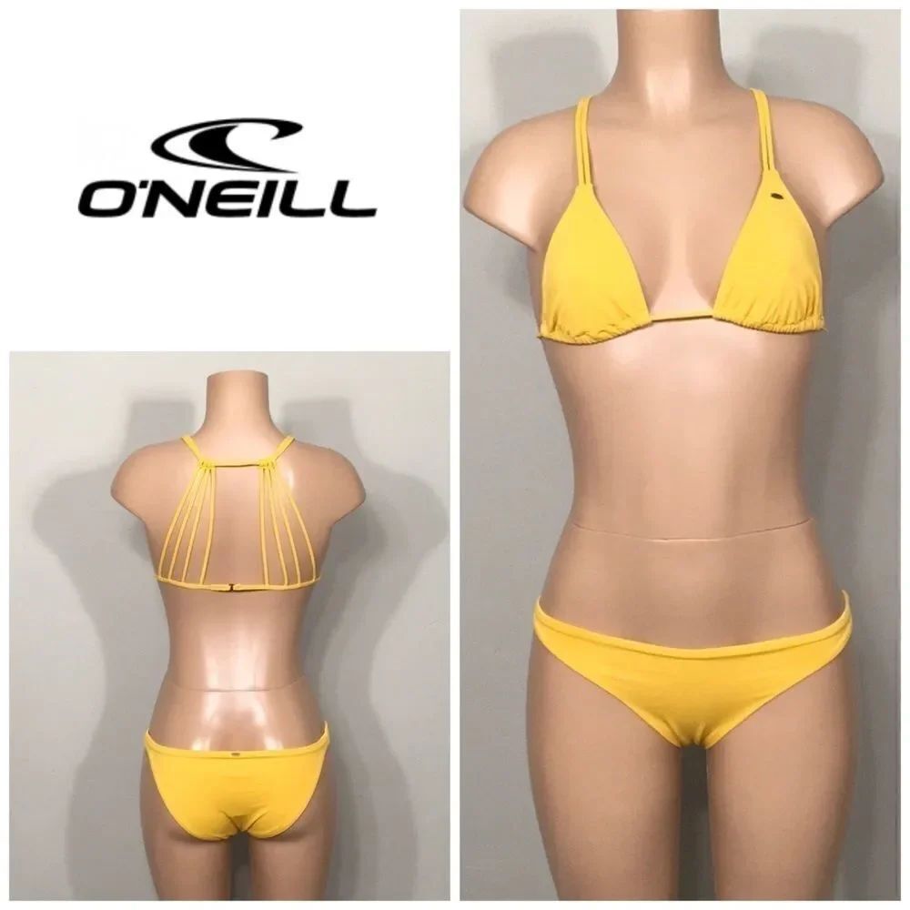 O’Neill golden yellow strappy bikini set. NWT